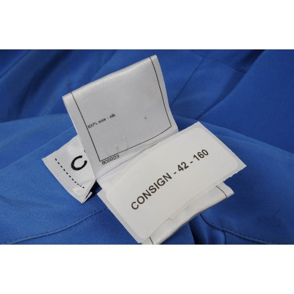 Chanel Womens Blouse Shirt Dress 40 Blue Silk Pleated Pearl Button Front Tunic - Picture 12 of 12